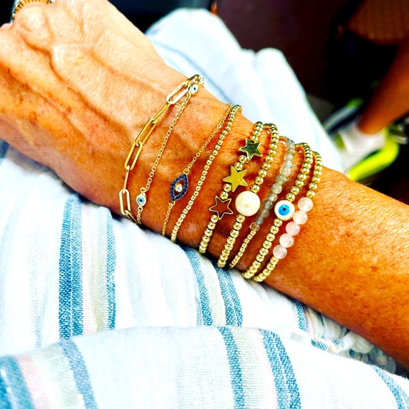 Handmade 14k gold filled bead stretch bracelet. Add to your stack! - Picture 3 of 11